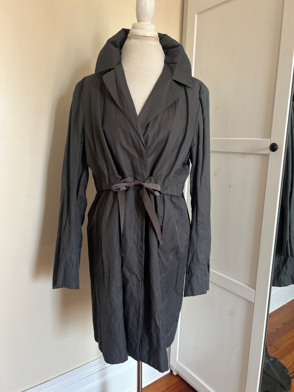 LOFT Charcoal Grey Metallic Trench Coat | Size 14 Gently Used